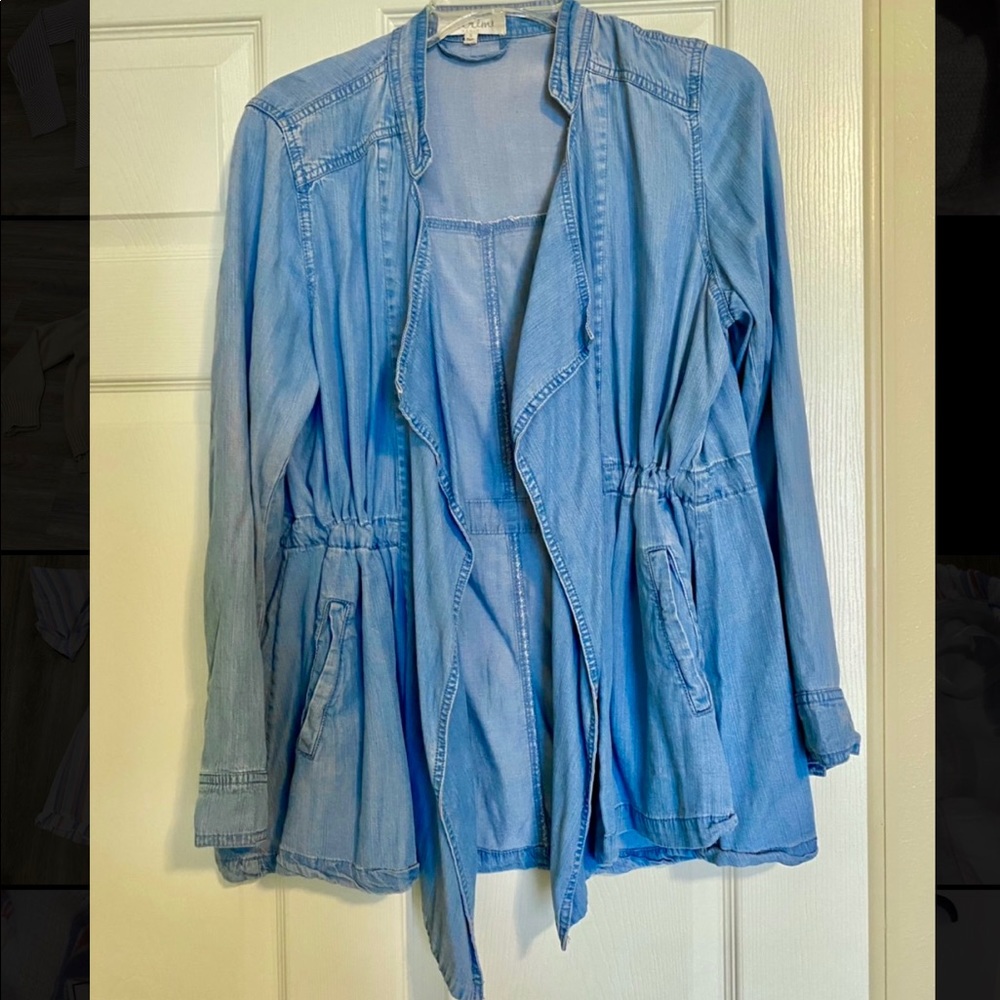 Denim Tencel Trench Cardigan